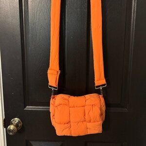 Womens Puffer Orange Crossbody
